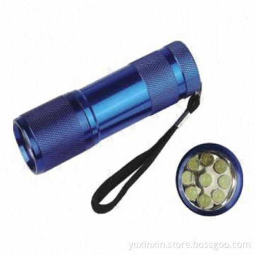 LED Flashlight, Made of Aluminum, with 9pcs White LED Bulb